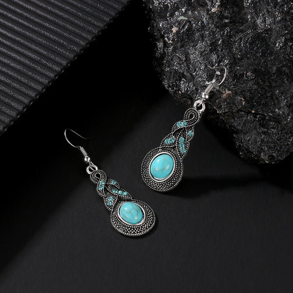 Vintage Crystal Turquoise Earring Set