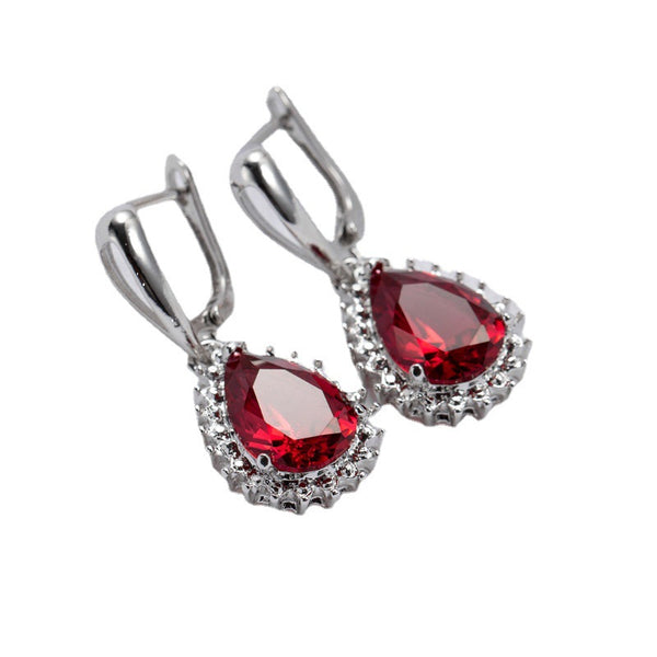 Rose Red Zircon Earrings