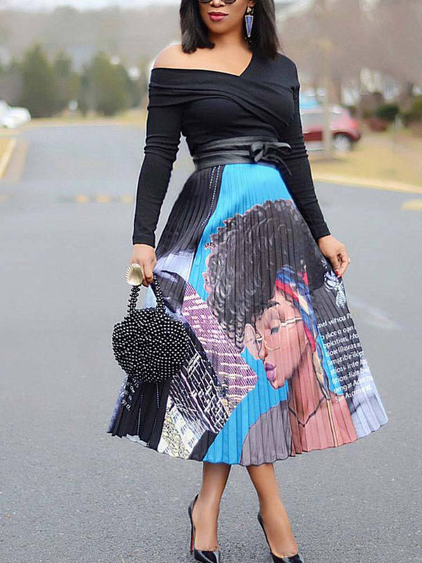 Cartoon Pleated Skirt