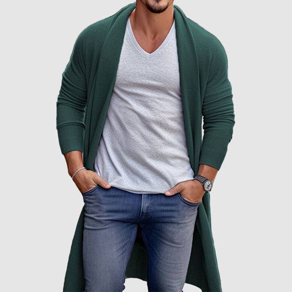 Men's knitted long cardigan