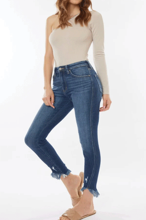 Raw Hem High Waist Cropped Jeans