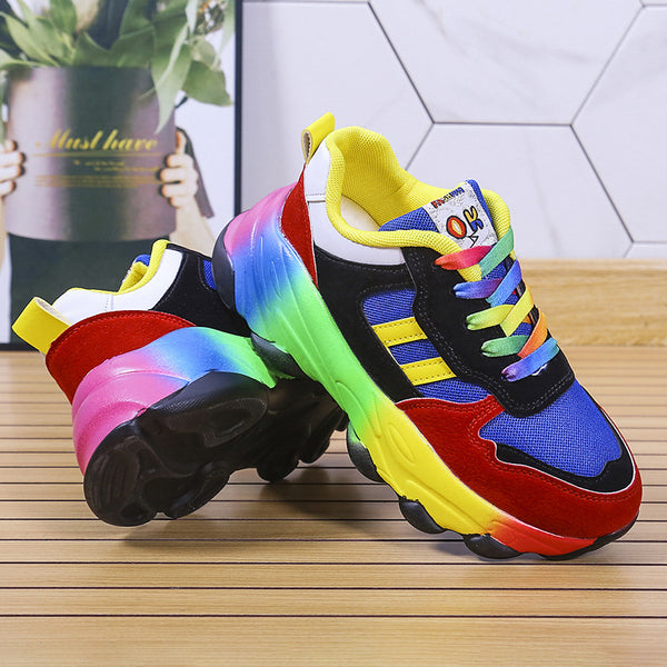 Thick Sole Colourful Front Lace Up Sporty