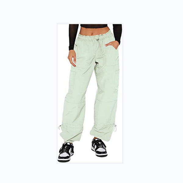 Relaxed Tie Multi-Pocket Straight Leg Workwear Casual Pants