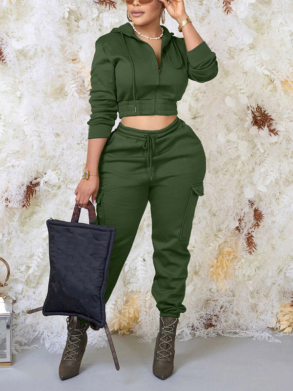 Crop Hoodie Jogger Set