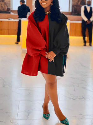 Fashion Color Block  Mini Dress