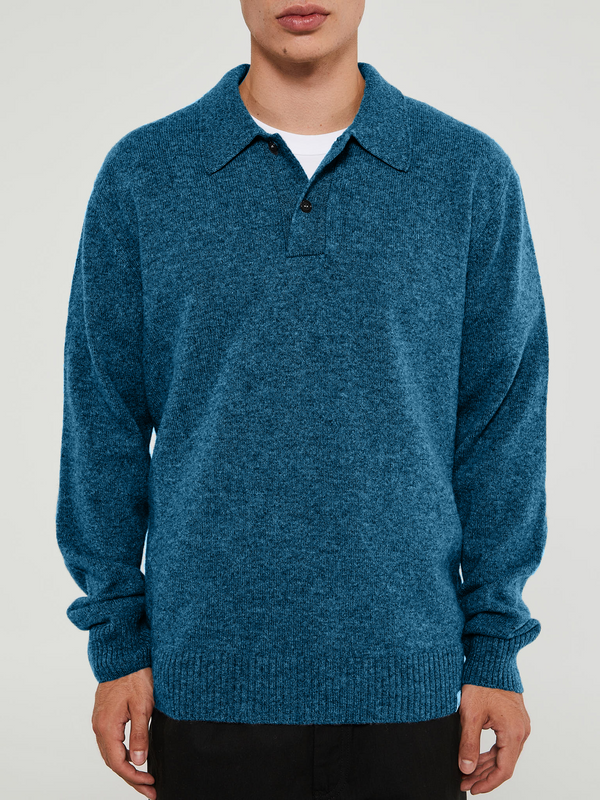 Men's Solid Color Peplum V-Neck Sweater