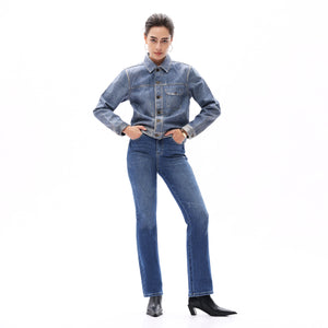 ONESO Classic Straight Leg High Rise Jeans Casual Distressed Denim Vintage Wash Women Jeans