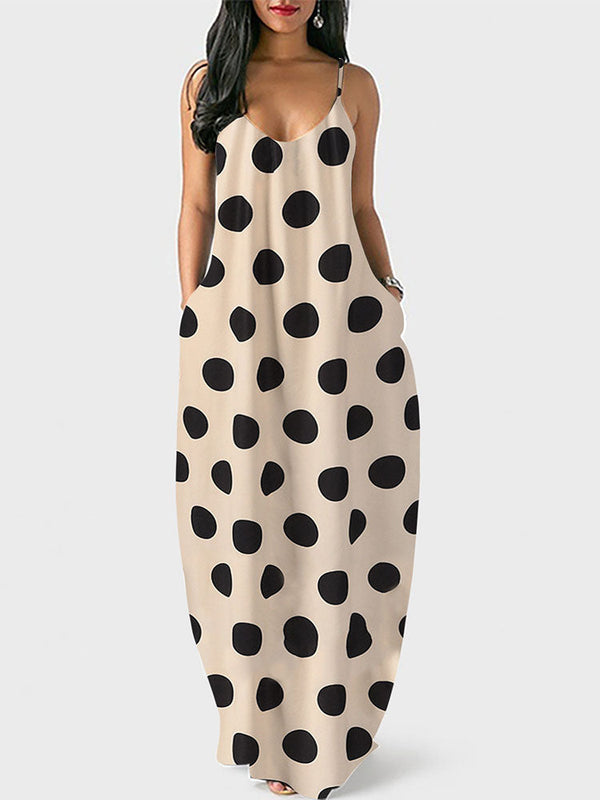 Polka Dot Print Spaghetti Strap Dress