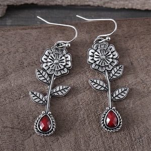 Ruby Flower Earrings