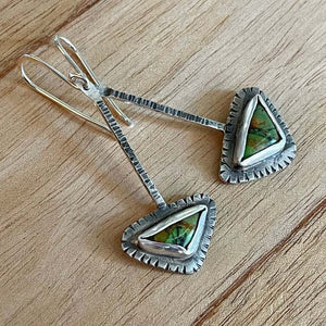 Triangle Turquoise Long Earrings