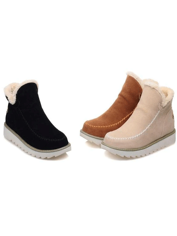 Solid Fur Ankle Snow Boots