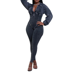 Tight Fitting Patchwork Jumpsuit