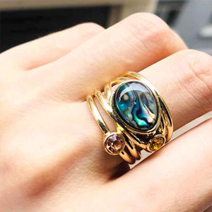 Boho Abalone Shell Gold Ring