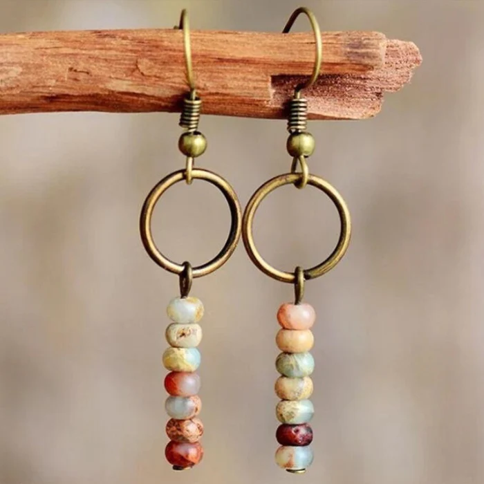 Vintage Colorful Stones Earrings