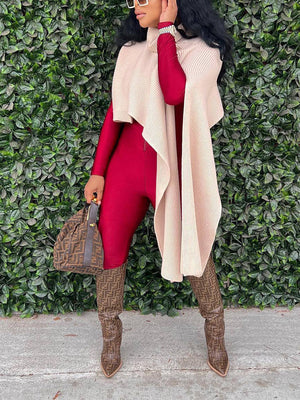 Slit Asymmetrical Turtleneck Top