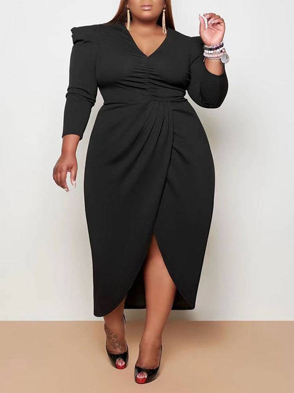 Ruched Front Split Dress