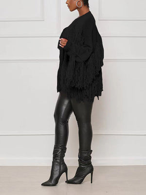 Fringe Knit Sweater Cardigan