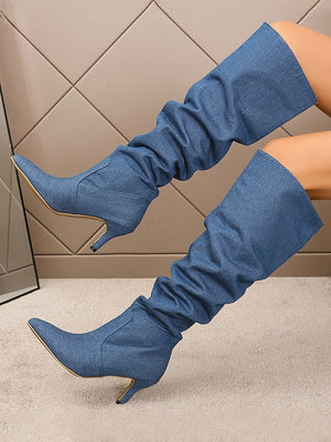 Point Toe Denim Boots