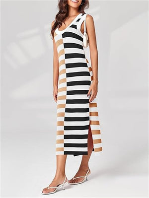 Womens Summer Striped Dress Sleeveless