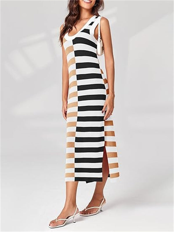 Womens Summer Striped Dress Sleeveless