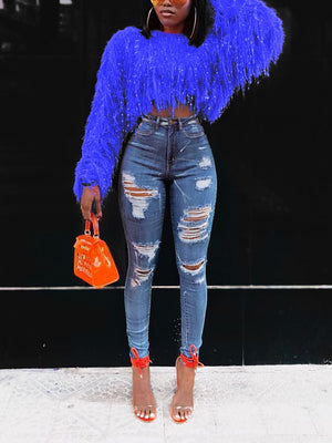 Sequin Tassel Knitted Sweater