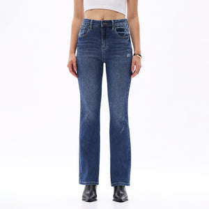 ONESO Classic Straight Leg High Rise Jeans Casual Distressed Denim Vintage Wash Women Jeans