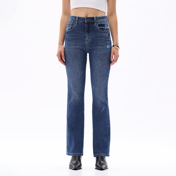 ONESO Classic Straight Leg High Rise Jeans Casual Distressed Denim Vintage Wash Women Jeans