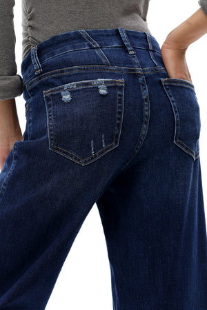 ONESO Women Coastal-Inspired Mid Rise Wide Leg Jeans