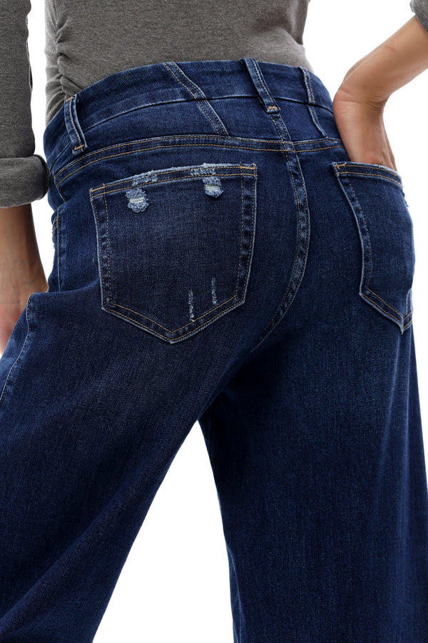 ONESO Women Coastal-Inspired Mid Rise Wide Leg Jeans