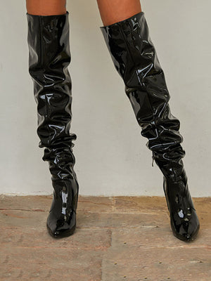 PU Pointed Toe Over The Knee Boots