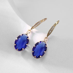 Sparkling Oval Sapphire Earrings