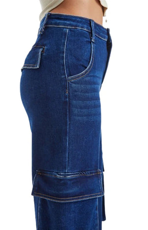 ONESO Vintage Snowflake Wide Leg Jeans with Oversized Side Pockets