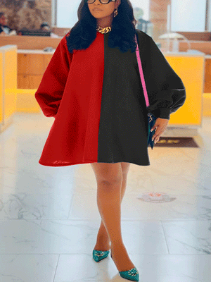 Fashion Color Block  Mini Dress