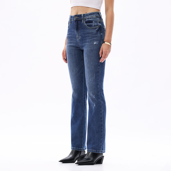 ONESO Classic Straight Leg High Rise Jeans Casual Distressed Denim Vintage Wash Women Jeans