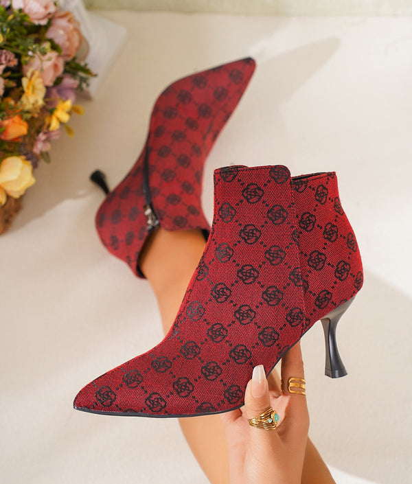 Patterned Stiletto Heeled Boots