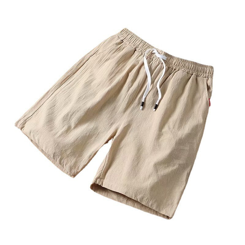 Men's Cotton And Linen Shorts,Youth Loose Five Piece Pants,Linen Beach Pants