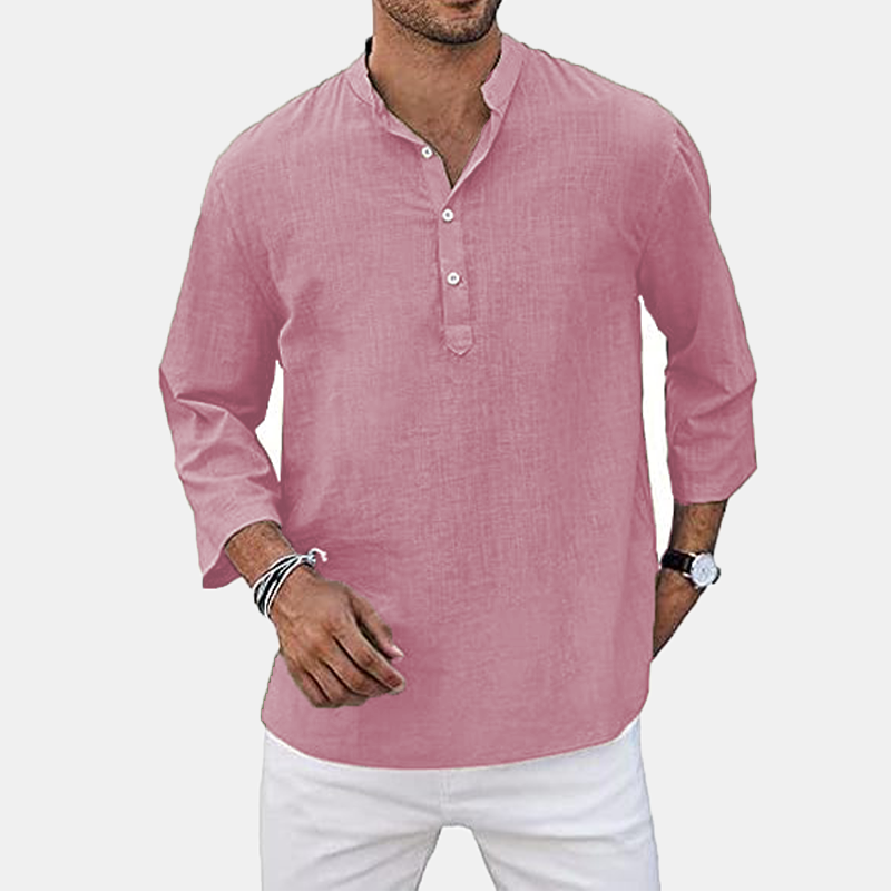 Men's loose shirt shirt cotton linen shirt