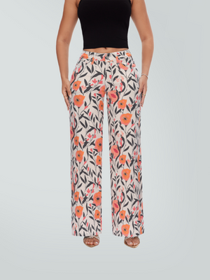 ONESO Women BBL Jeans Floral Print Mid-Low Rise Relaxed Straight Leg High Stretchy Pants