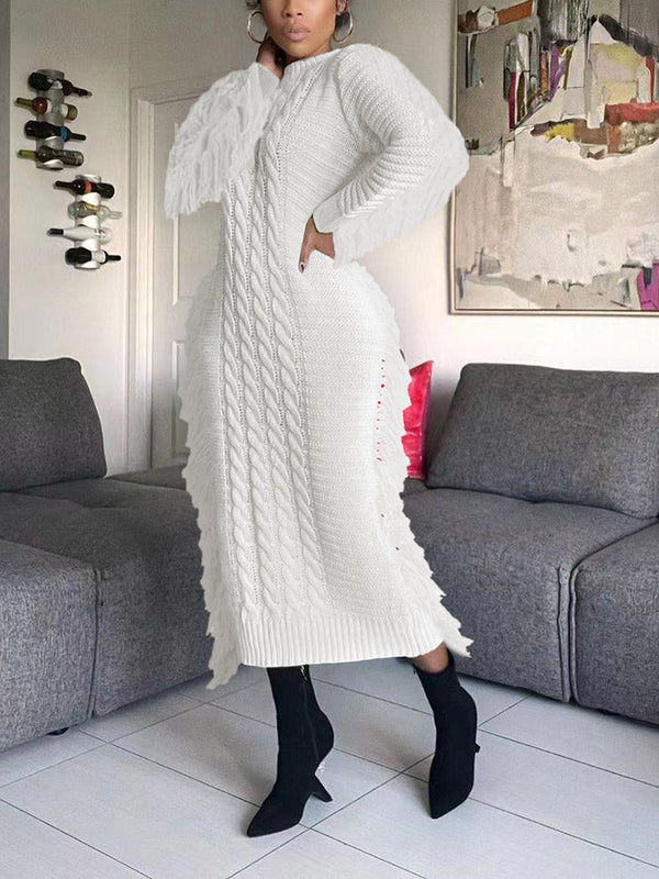 Knitted Tassel Sweater Dress