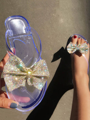 Bow Rhinestone Flip-Flops Sandals