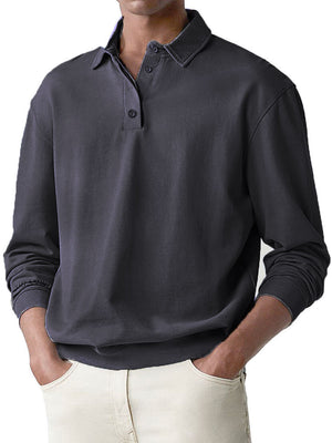 Men's Retro Long Sleeve Lapel Polo Shirt