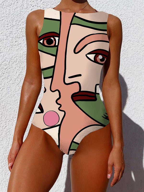 Abstract One Piece Swimsuit