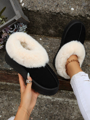 Furry Suede Platform Boots