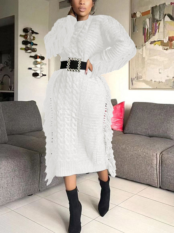 Knitted Tassel Sweater Dress