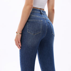 ONESO Classic Straight Leg High Rise Jeans Casual Distressed Denim Vintage Wash Women Jeans