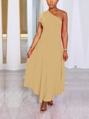 One Shoulder Solid Dress