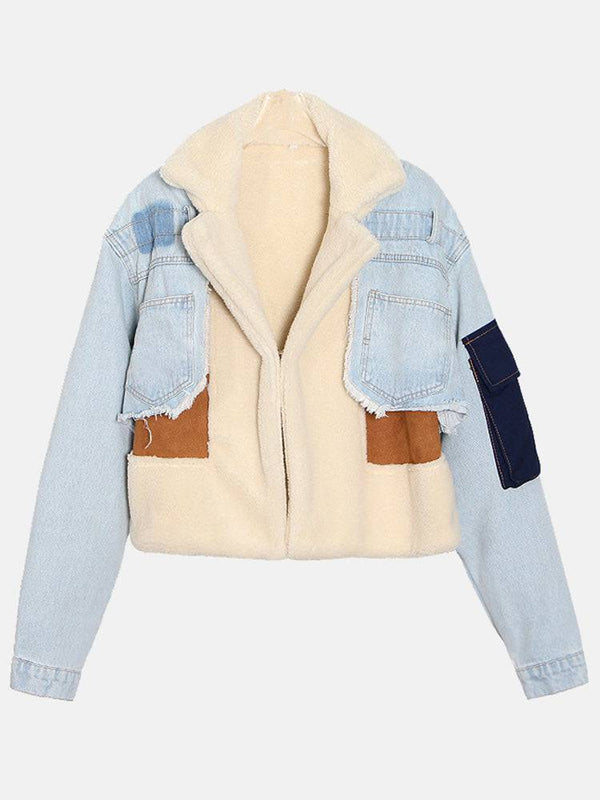 Lamb Denim Patchwork Coat