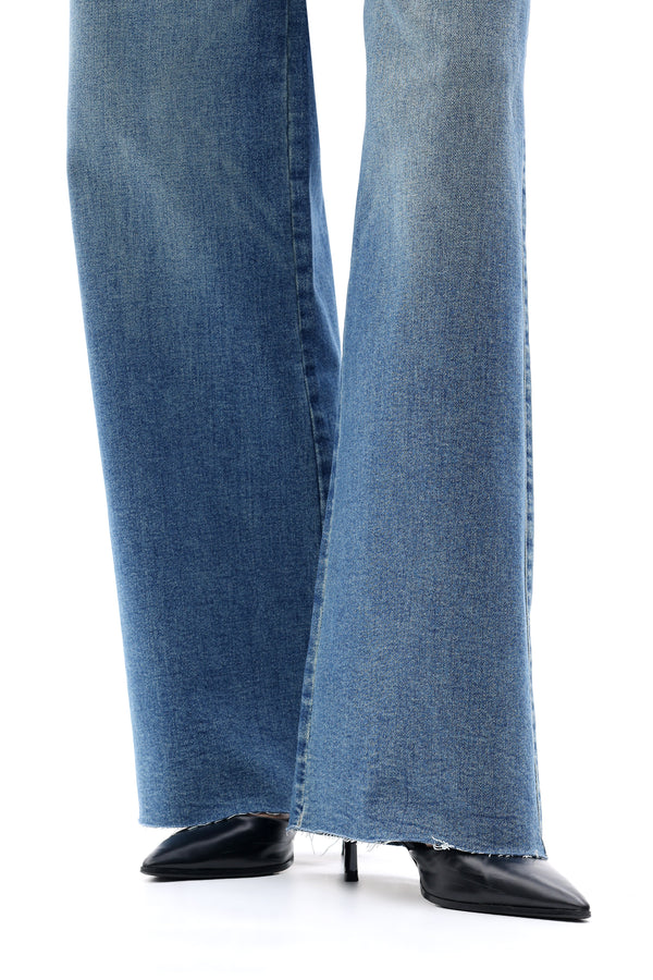 ONESO Women Retro Mid Rise Wide Leg Jeans