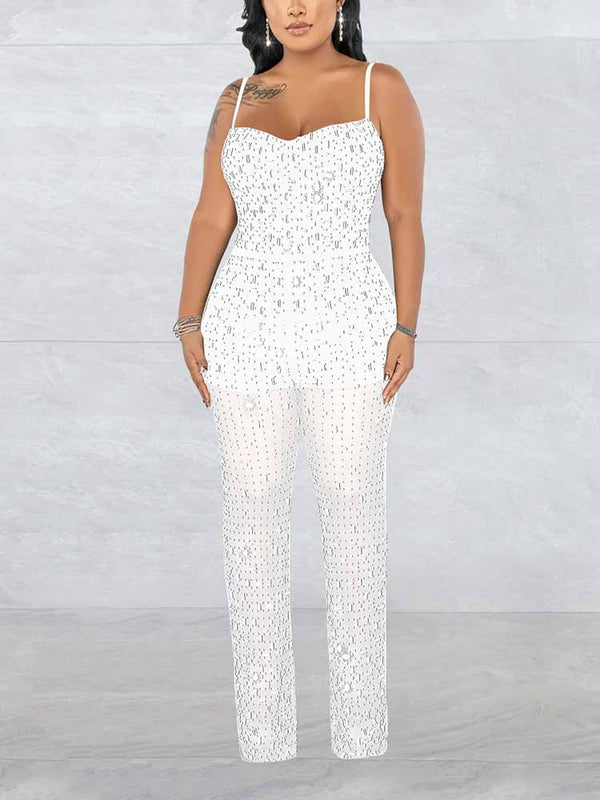 Rhinestone Mesh Jumpsuit