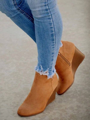 Leopard Cut Out Wedge Booties